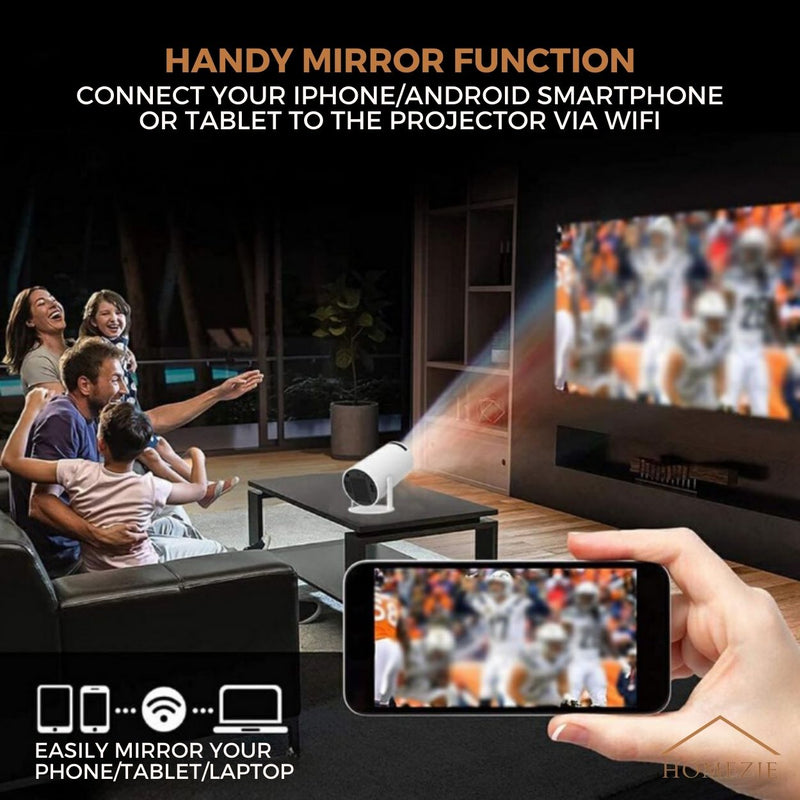 Homezie® Projector | WiFi, HDMI, Bluetooth | 4K Support | Built-In Android 11 | Projector