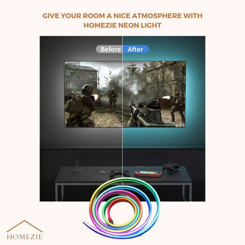 Homezie® LED Strip - Neon RGB - 3 meters - IP67 Waterproof - Bluetooth App Control & Remote Control