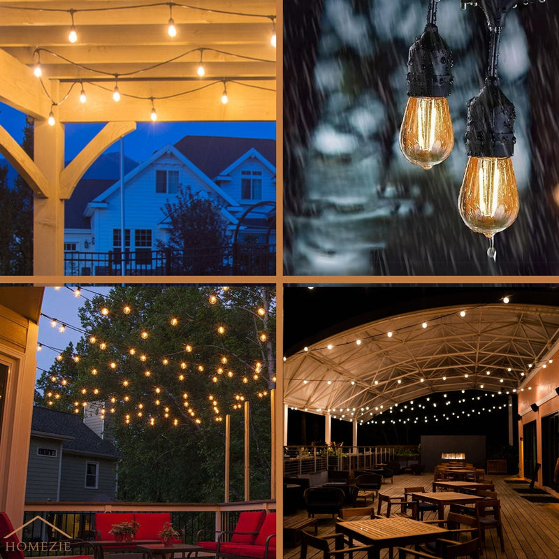 Homezie Solar-Powered Light String | IP65 Waterproof | With Remote Control | S14 LED Bulbs | Solar Garden Lighting