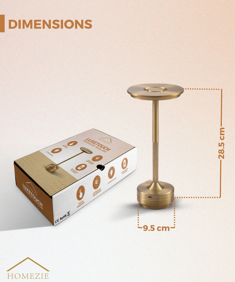Homezie LuxeTouch | Wireless Table Lamp | USB Rechargeable | With Touch Control | Dining Table Lamp | Ambient Lighting