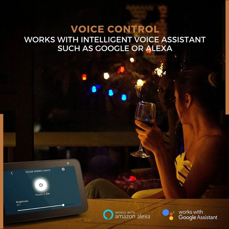 Homezie Smart Light String | 10 Meters | App Controlled | IP65 Waterproof | RGBW | Smart Lighting | Can Synchronize with Music
