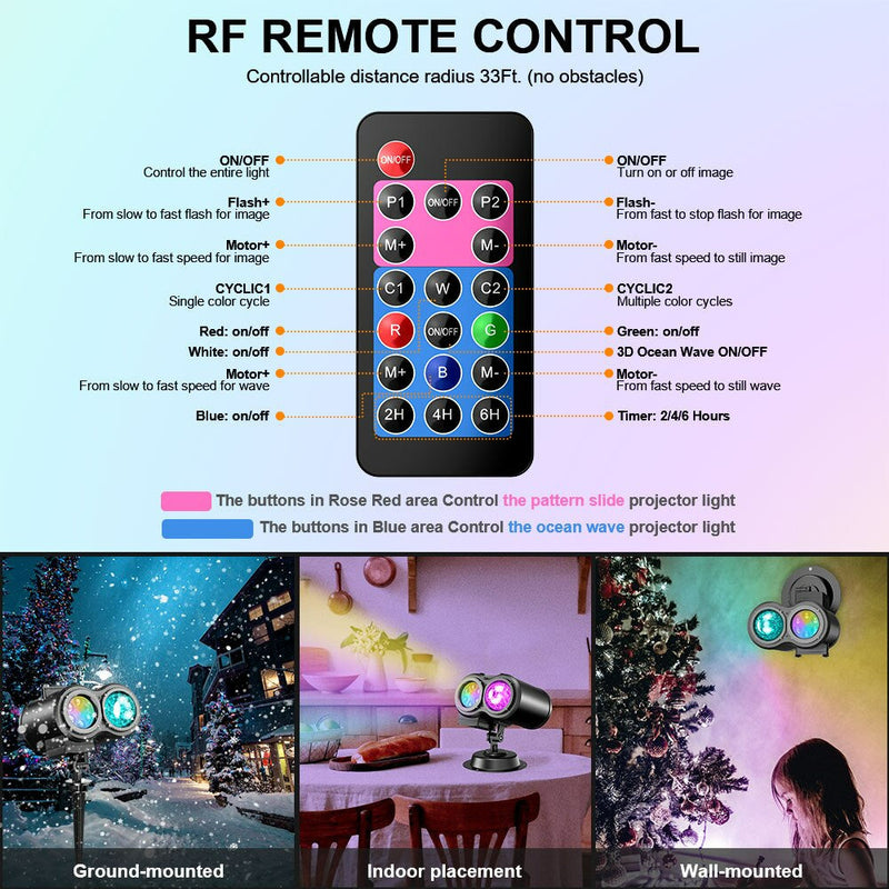 Homezie Projector | 12 Interchangeable Slides | Christmas, Halloween, Birthday, etc. | With Remote Control