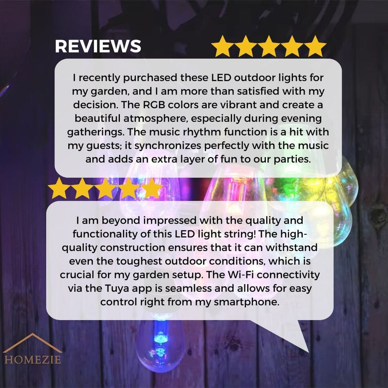 Homezie Smart Light String | 10 Meters | App Controlled | IP65 Waterproof | RGBW | Smart Lighting | Can Synchronize with Music