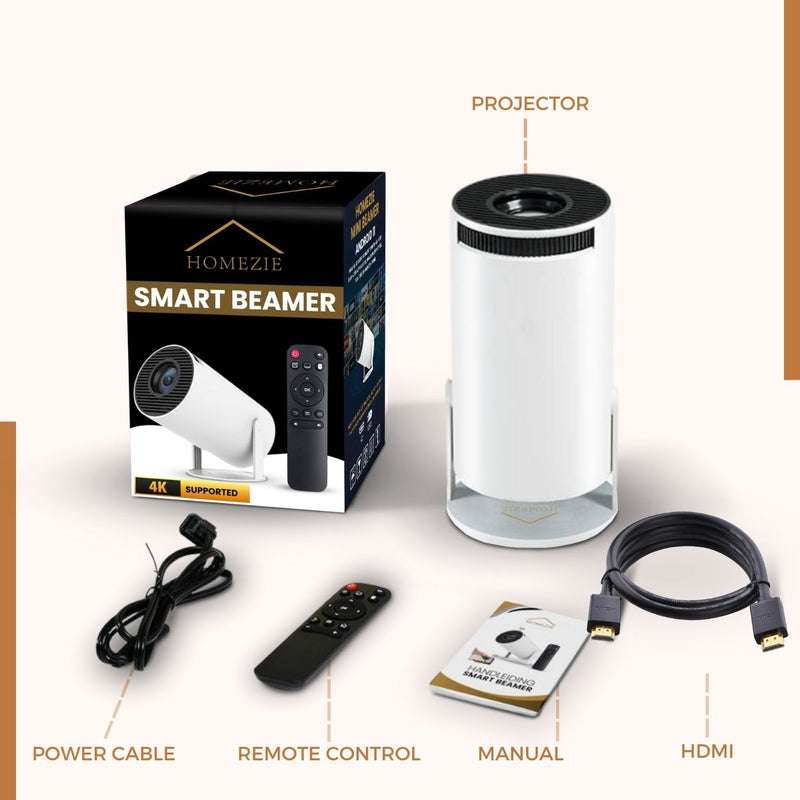 Homezie® Projector | WiFi, HDMI, Bluetooth | 4K Support | Built-In Android 11 | Projector