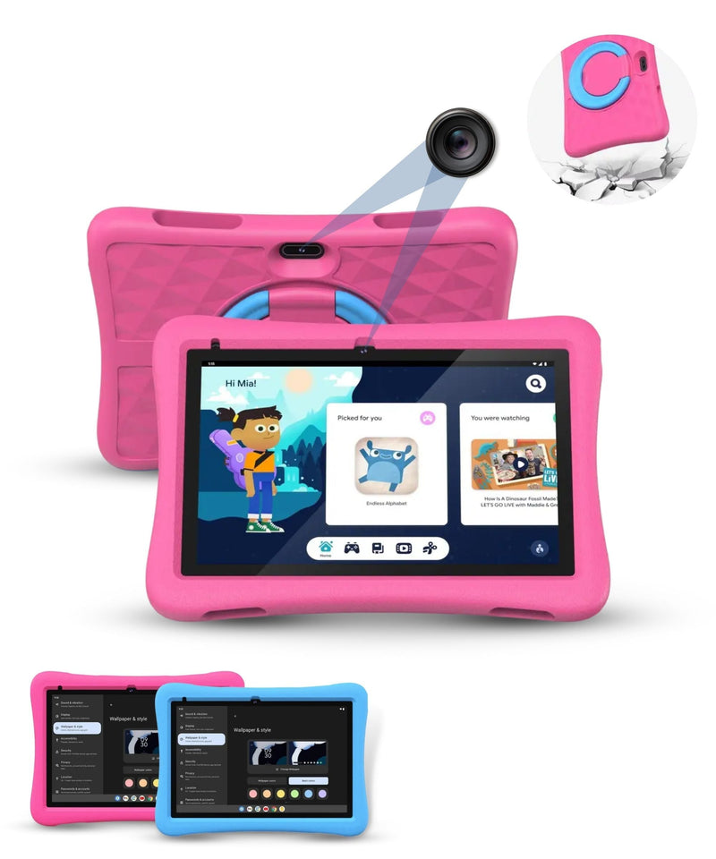 KidWorld® Kids Tablet Pink & Blue | 4GB RAM + 64GB Storage | 5000 mAh | 10-Inch Screen | Android 13 | Children's Tablet