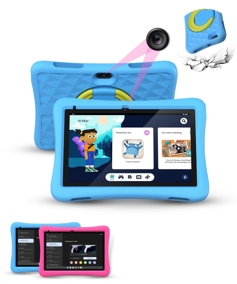 KidWorld® Kids Tablet Pink & Blue | 4GB RAM + 64GB Storage | 5000 mAh | 10-Inch Screen | Android 13 | Children's Tablet