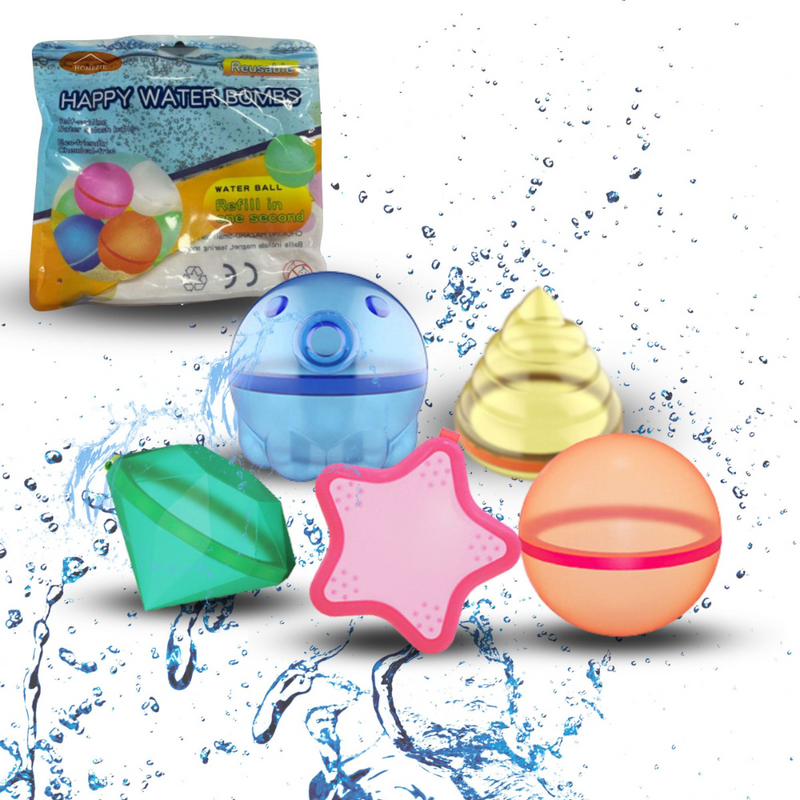 KidWorld® Reusable Water Balloons | 5 Fun Shapes | Self-Sealing | Reusable