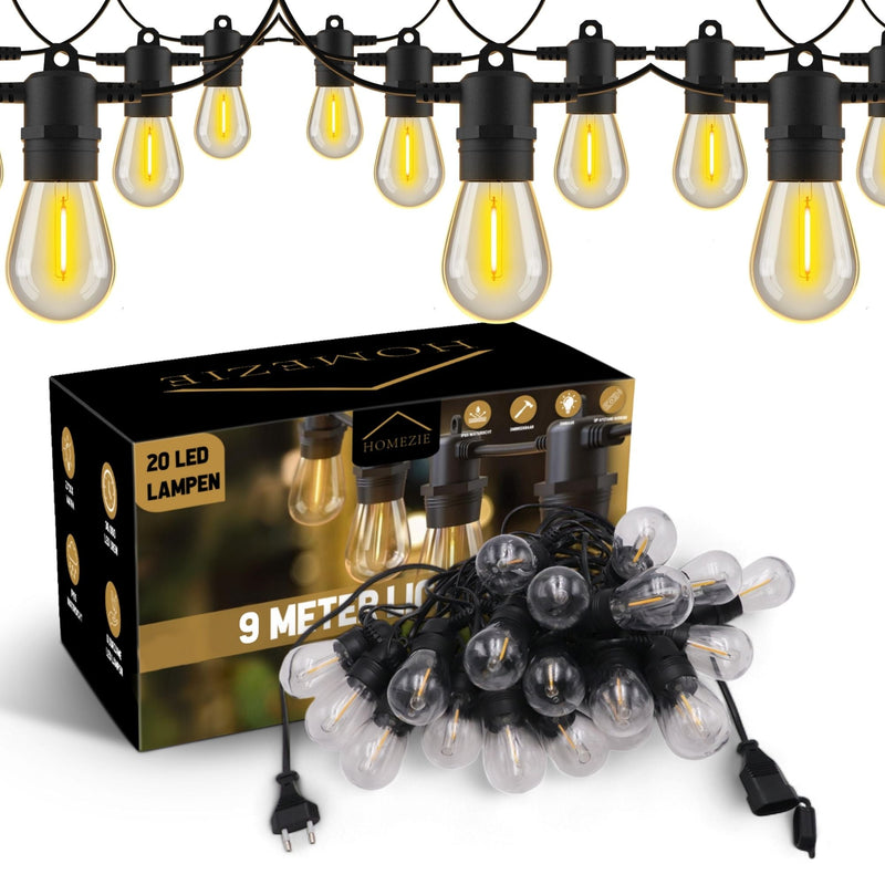 Homezie® fairy lights | IP65 waterproof | plastic S14 LED bulbs | warm white | connectable & dimmable | available in different lengths