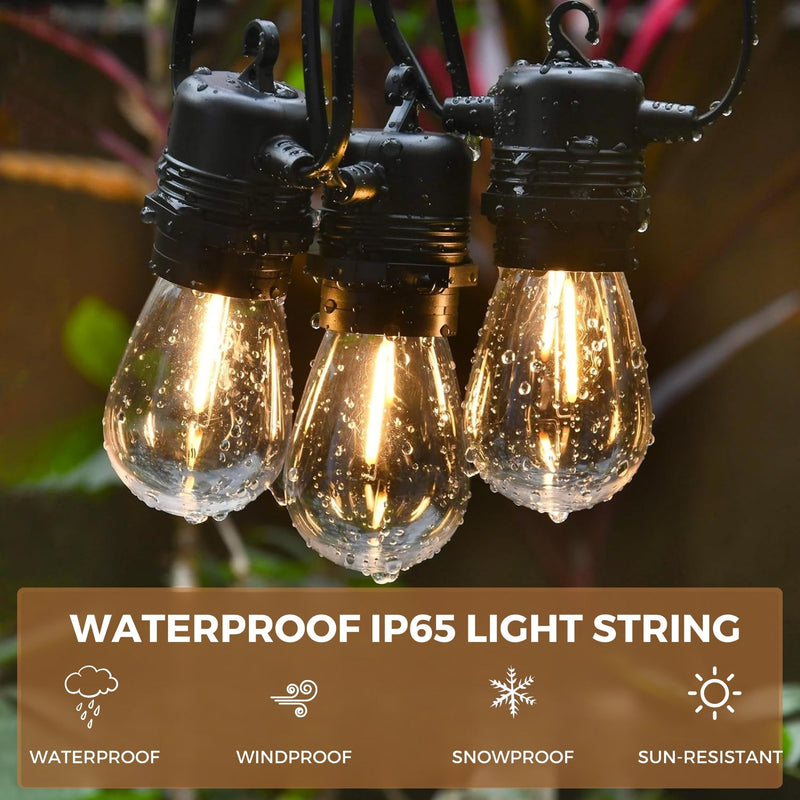 Homezie® fairy lights | IP65 waterproof | plastic S14 LED bulbs | warm white | connectable & dimmable | available in different lengths