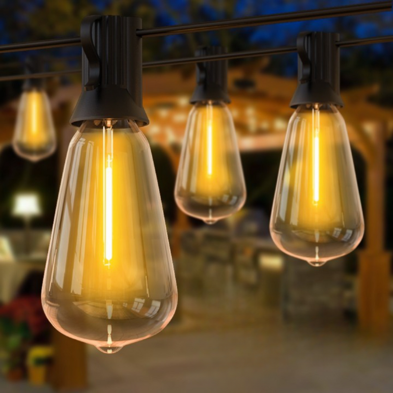 Homezie Light String 15 Meters with 25 Large LED Bulbs | IP45 Waterproof | Warm White | Connectable & Dimmable