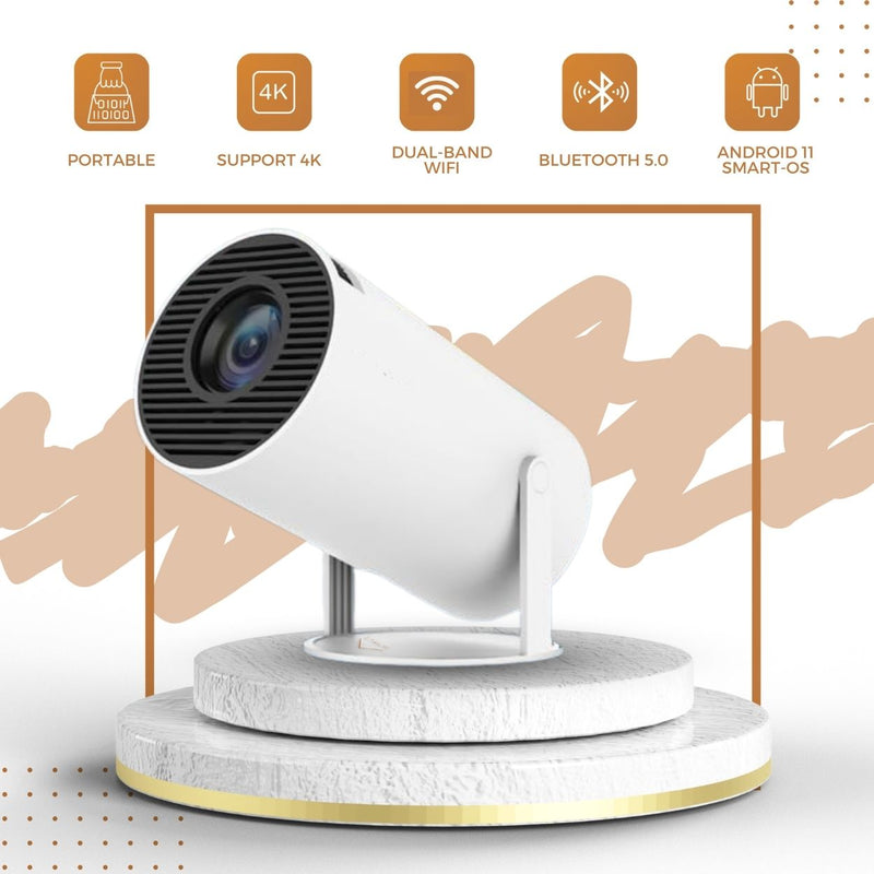 Homezie® Projector | WiFi, HDMI, Bluetooth | 4K Support | Built-In Android 11 | Projector