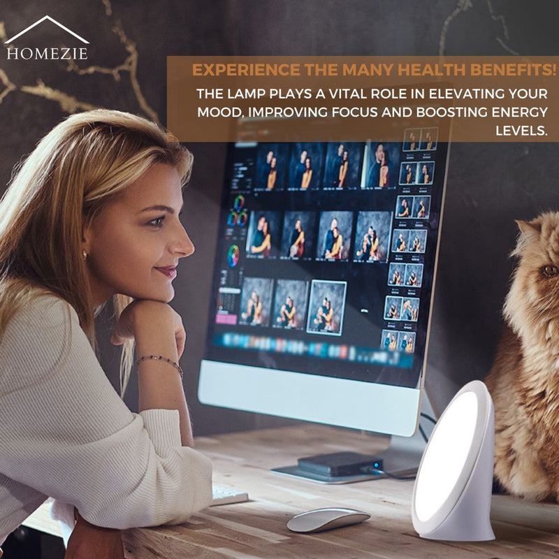 Homezie® Daylight Lamp | 10,000 lux | UV-free | Built-in timer | 3000-6500K | Boost your energy levels, focus & mood