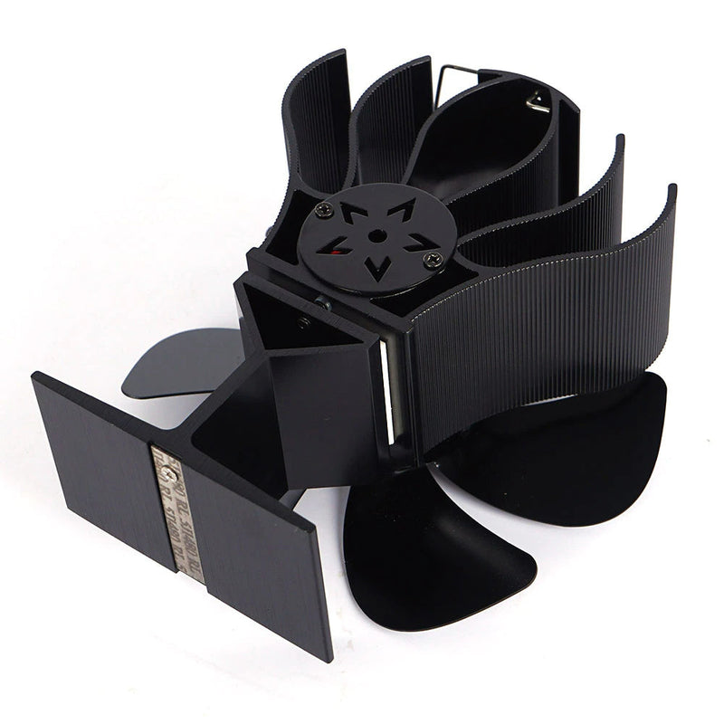Homezie® Stove fan for wood stoves | Including heat shield and temperature display | 6 blades | Stove fan | Fireplace fan