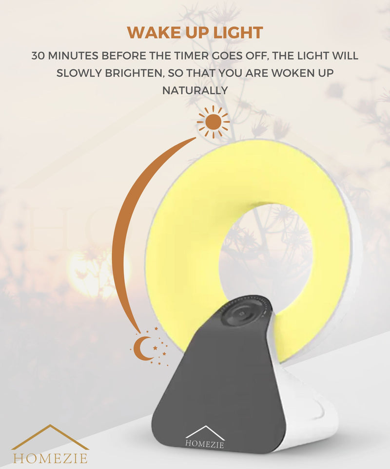Homezie Daylight Lamp | Wake-Up Light | White Noise Machine | Built-In Timers | 10,000 Lux | Light Therapy Lamp