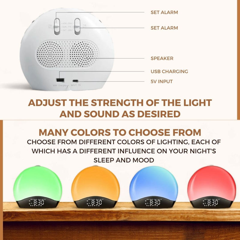 Homezie Wake-Up Light | White Noise Machine | Sleep Trainer | Alarm Clock | Natural Sounds
