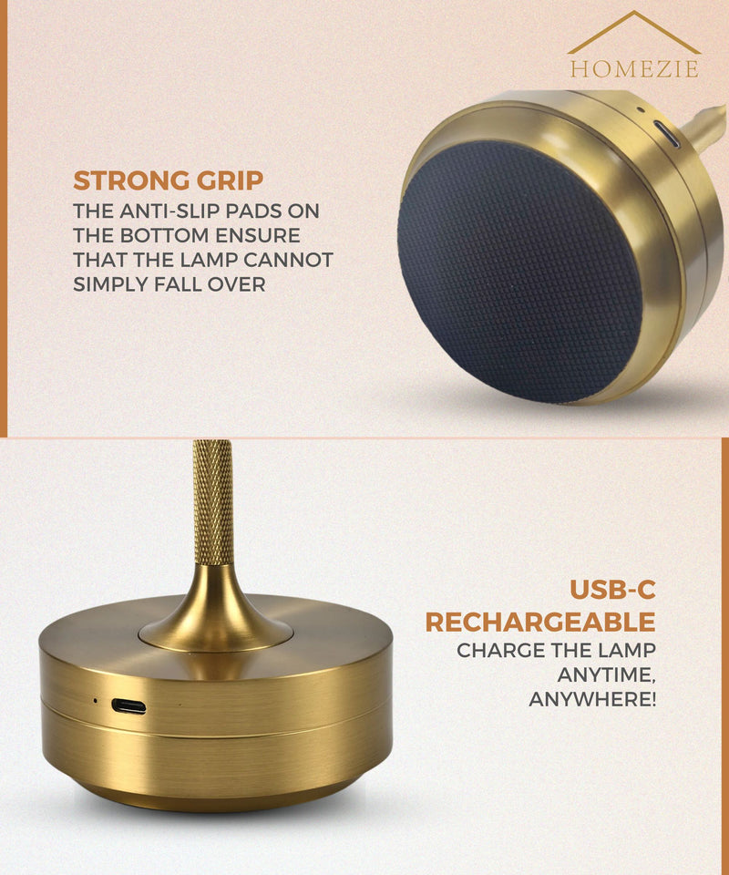 Homezie LuxeTouch | Wireless Table Lamp | USB Rechargeable | With Touch Control | Dining Table Lamp | Ambient Lighting