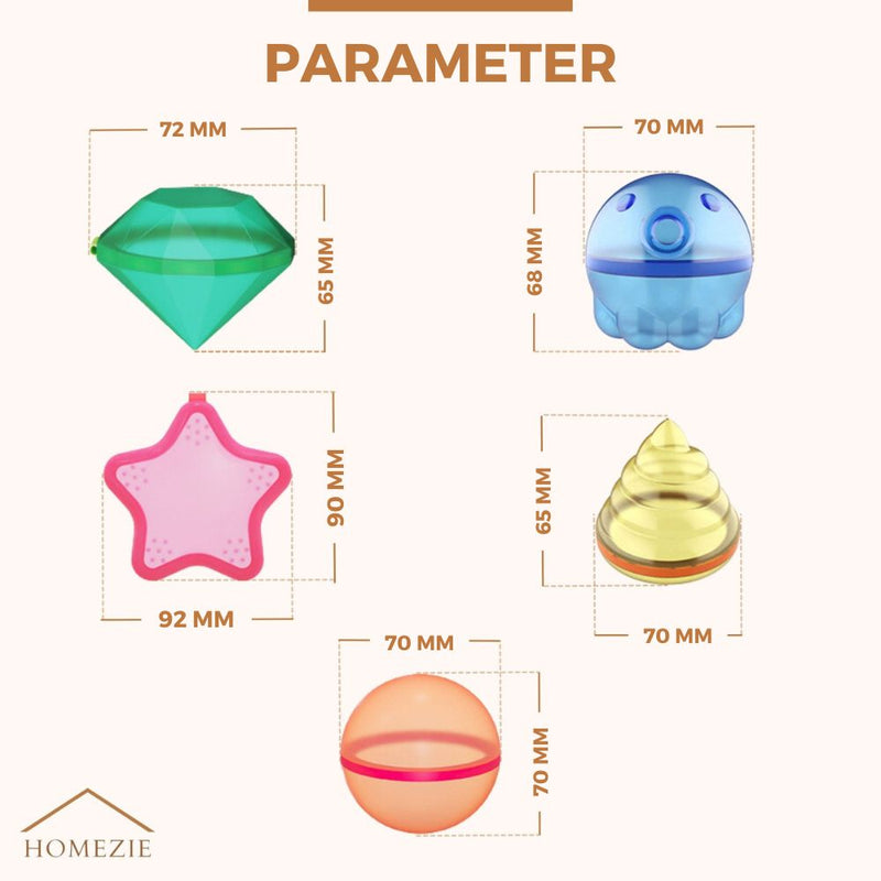 KidWorld® Reusable Water Balloons | 5 Fun Shapes | Self-Sealing | Reusable