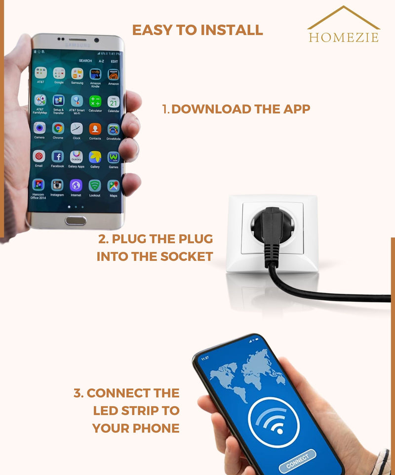 Homezie® LED strips | 40 meters | With app and remote control | LED lighting
