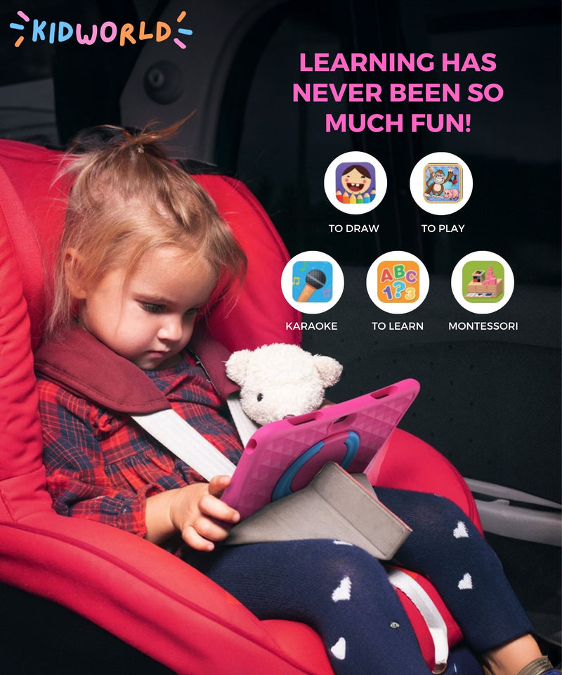 KidWorld® Kids Tablet Pink & Blue | 4GB RAM + 64GB Storage | 5000 mAh | 10-Inch Screen | Android 13 | Children's Tablet