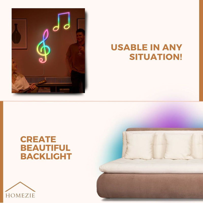 Homezie® LED Strip - Neon RGB - 3 meters - IP67 Waterproof - Bluetooth App Control & Remote Control