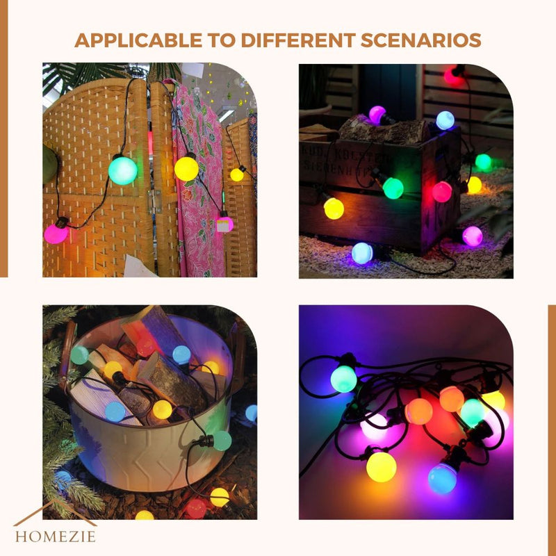 Homezie® Light String | RGB | LED Bulbs | Waterproof | 13 Meters with 20 LED Bulbs
