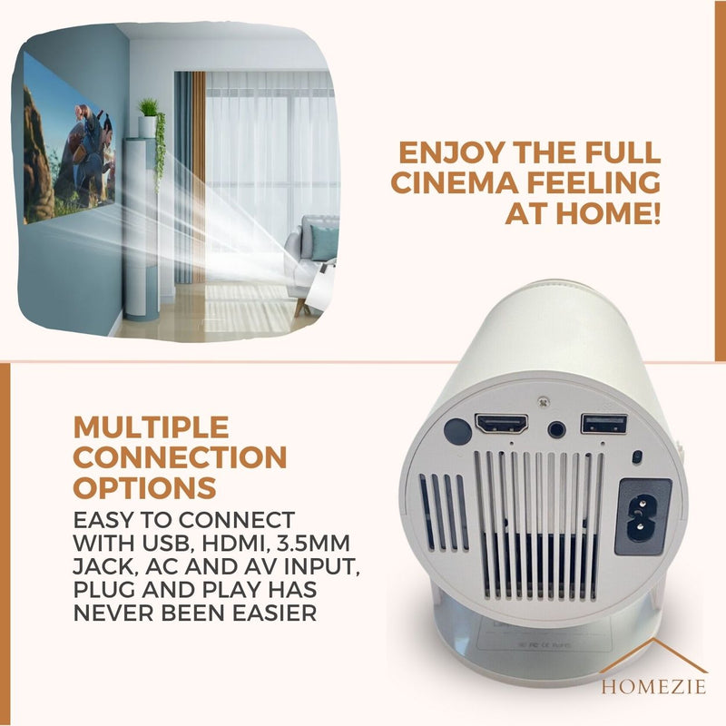 Homezie® Projector | WiFi, HDMI, Bluetooth | 4K Support | Built-In Android 11 | Projector