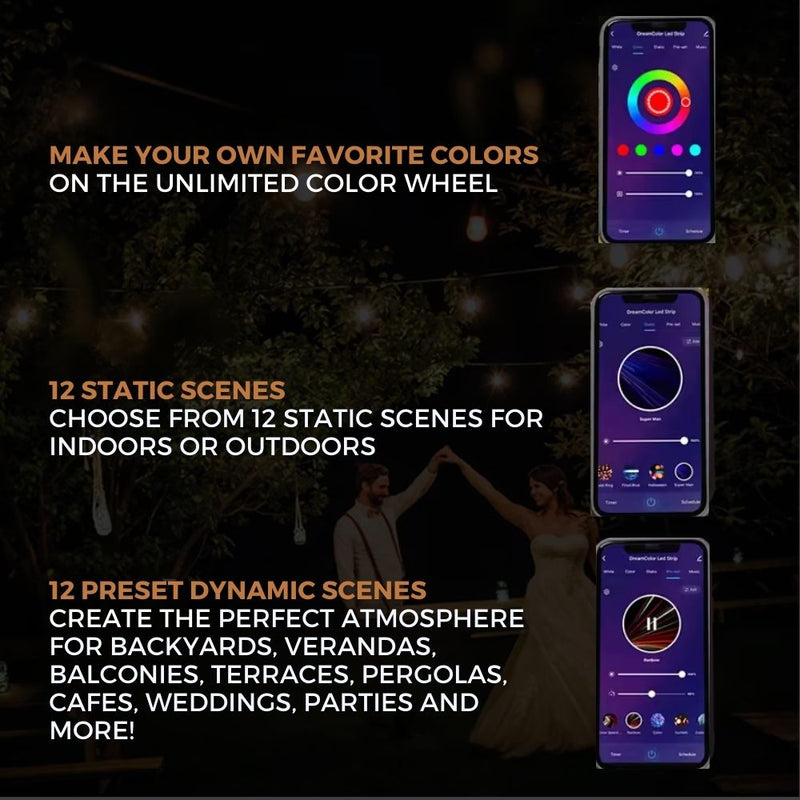 Homezie Smart Light String | 10 Meters | App Controlled | IP65 Waterproof | RGBW | Smart Lighting | Can Synchronize with Music