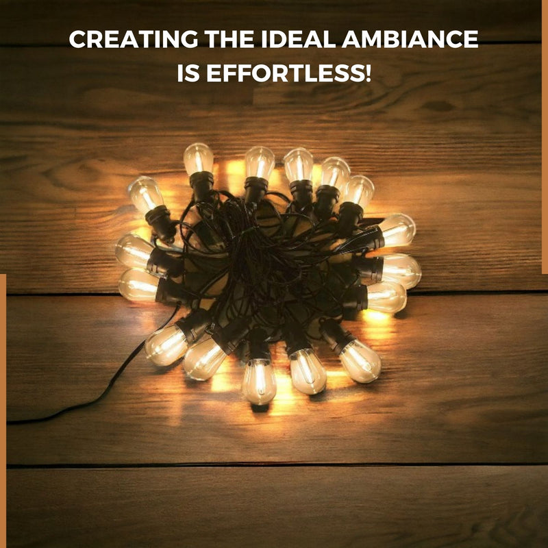 Homezie® fairy lights | IP65 waterproof | plastic S14 LED bulbs | warm white | connectable & dimmable | available in different lengths