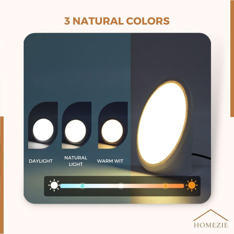 Homezie® Daylight Lamp | 10,000 lux | UV-free | Built-in timer | 3000-6500K | Boost your energy levels, focus & mood