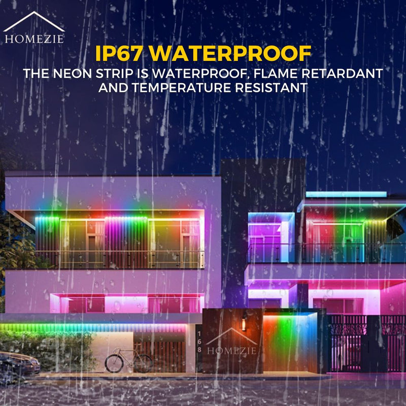 Homezie® LED Strip - Neon RGB - 3 meters - IP67 Waterproof - Bluetooth App Control & Remote Control