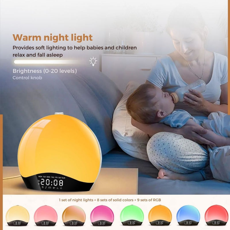 Homezie Wake-Up Light | White Noise Machine | Sleep Trainer | Alarm Clock | Natural Sounds
