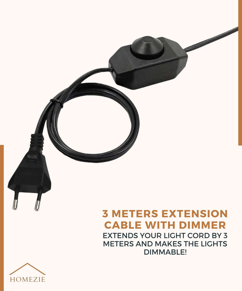 Homezie® fairy lights 15 meters with 30 LED bulbs | cone design | including 3m extension cable with dimmer | waterproof | warm white | connectable & dimmable