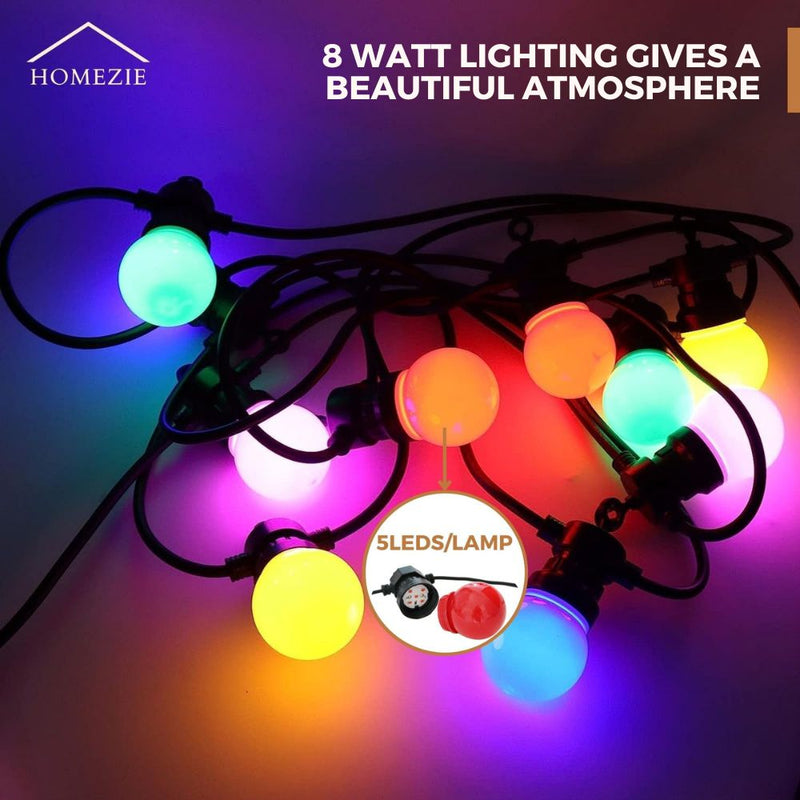 Homezie® Light String | RGB | LED Bulbs | Waterproof | 13 Meters with 20 LED Bulbs