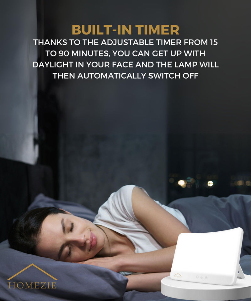 Homezie® Daylight lamp | Built-in timer | 10,000 lux | Light therapy lamp | 3 color options