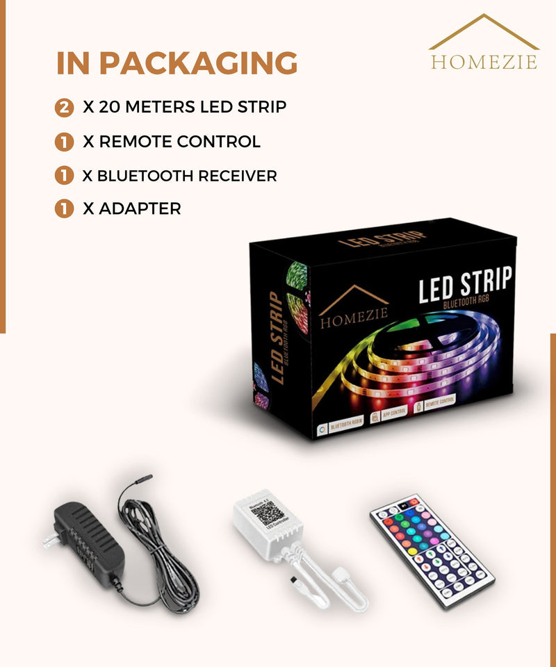 Homezie® LED strips | 40 meters | With app and remote control | LED lighting