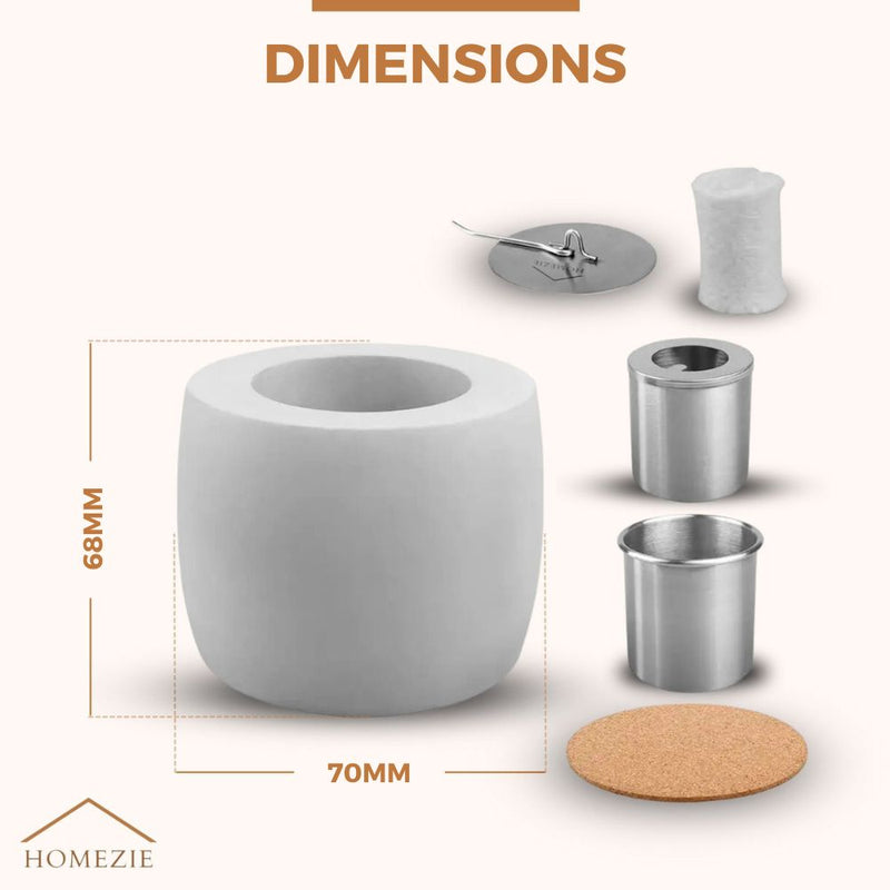 Homezie® Table Fireplace | For Indoor & Outdoor Use | Round Marble Gray | Ambient Fireplace | Bio Ethanol Fireplace