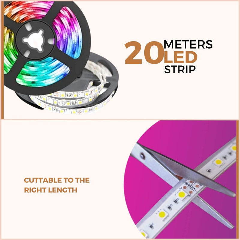 Homezie® LED strips | 20 meters | With app and remote control | LED lighting